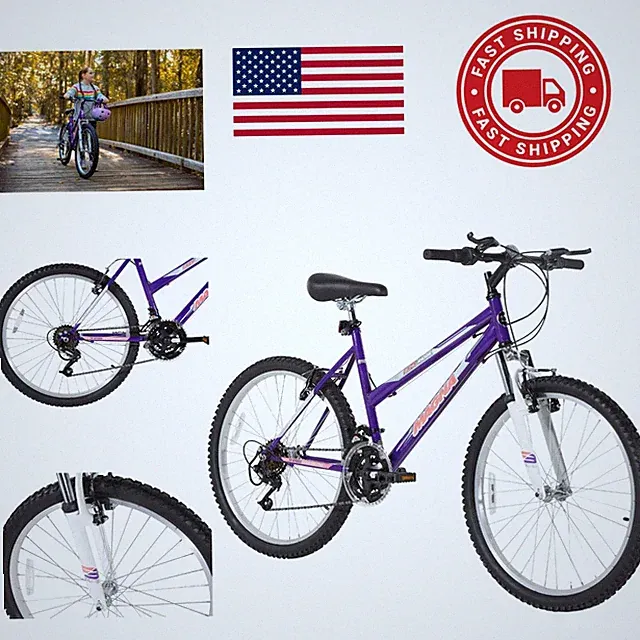 Alloy Steel Mountain Bike with Kickstand 24 Inch Wheels for Beginners and Teens