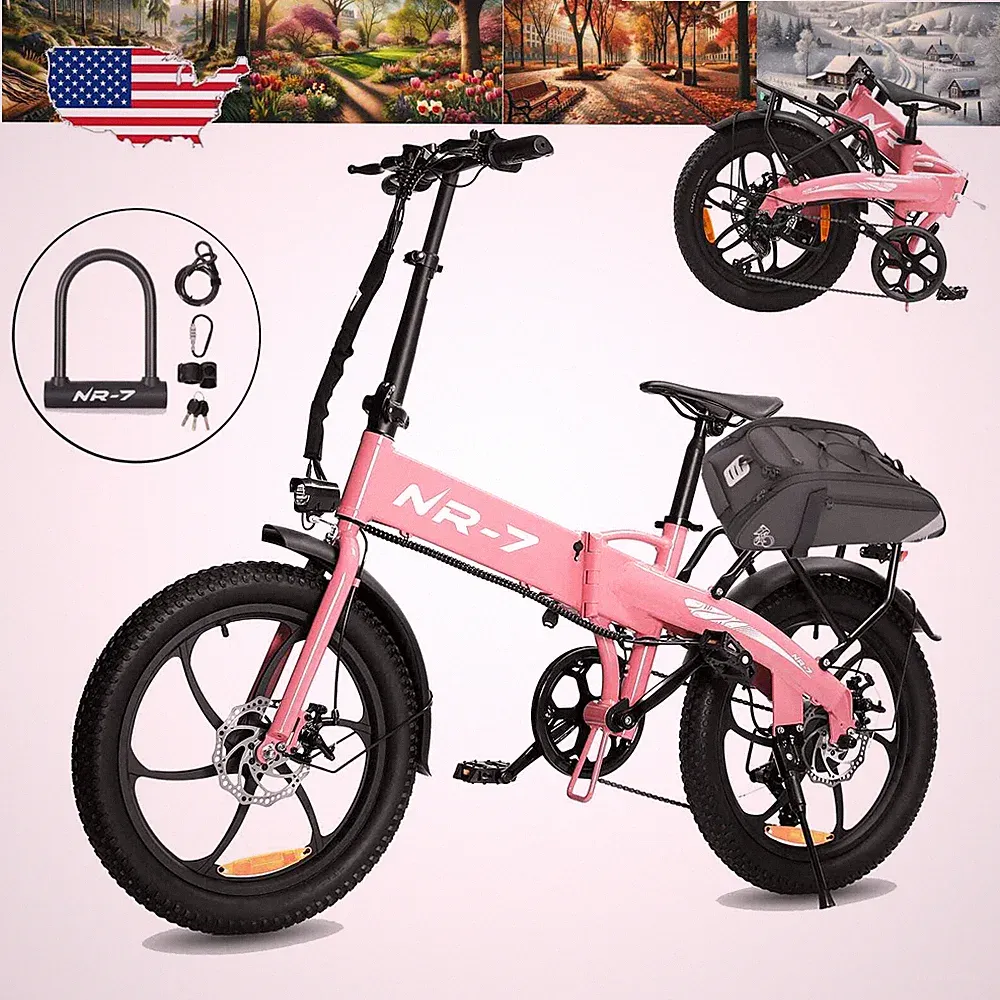 Axiniu E-bikes Bike for Adults 20" Bicycle Electric 750W Foldable Fat Tire w Bag