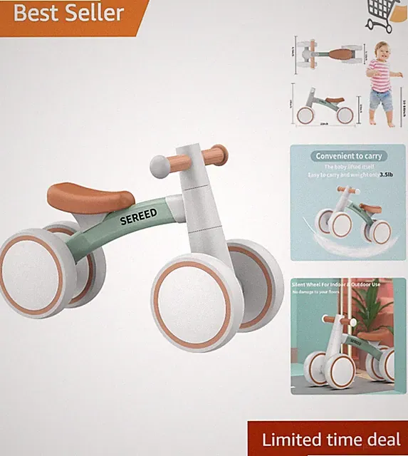 Baby Balance Bike Aluminum 12-24 Toddler No Pedal First Ride Gift