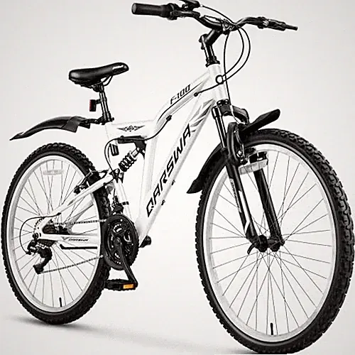 QARSWA 24/26 INCH MOUNTAIN BIKE 21-SPEED FULL SUSPENSION MTB HIGH-CARBON - WHITE